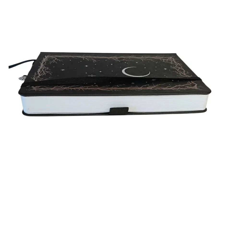 Archer & Olive Haunted Hollow Journal Black W/ Silver Moon & Stars Dot Grid New